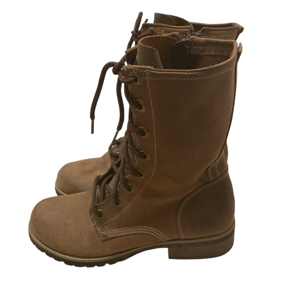 Vintage Y2K Skechers Leather Mid-Calf Lace Up Combat Boots Brown Women’s 7.5 - Picture 3 of 12